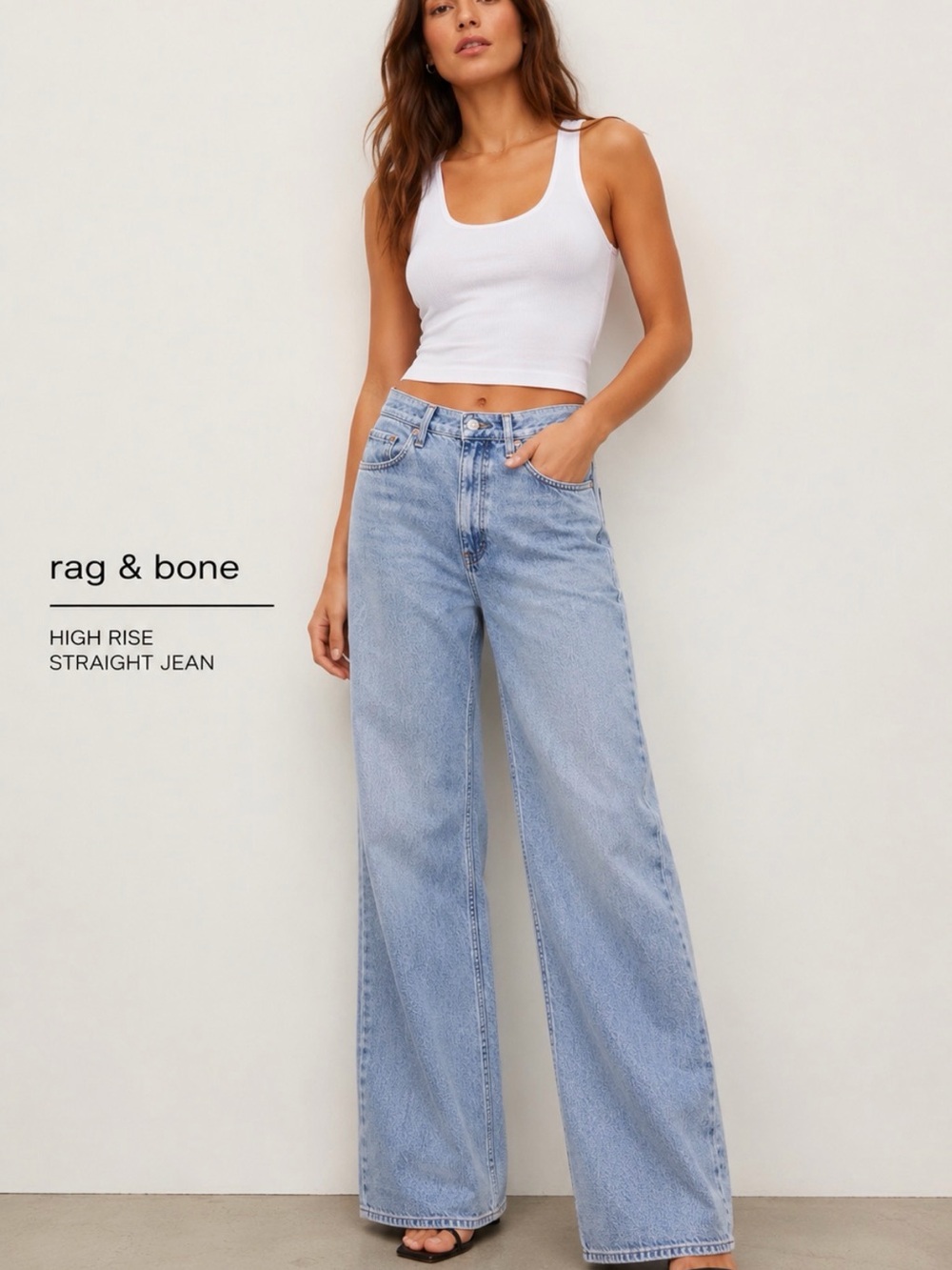 rag & bone Pale Blue High-Rise Straight Leg Jeans + A GIFT 🎁